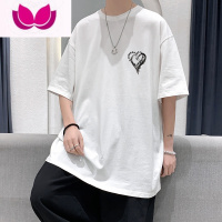 七斓港风短袖t恤男装夏季薄款设计感小众印花情侣半袖上衣服