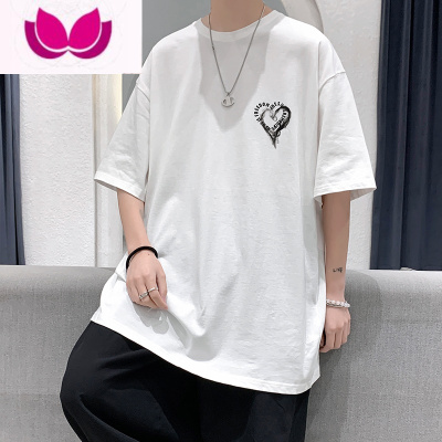 七斓港风短袖t恤男装夏季薄款设计感小众印花情侣半袖上衣服