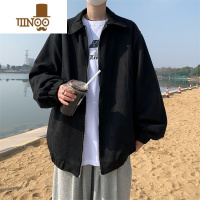 YANXUcityboy纯色简约翻领夹克男日系复古宽松百搭青少年上衣服