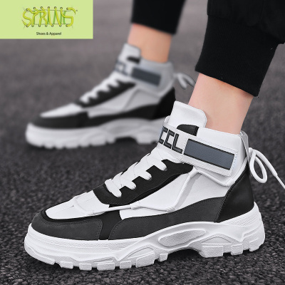 春季韩版潮流男鞋子百搭运动休闲高帮板鞋冬季马丁靴男工装潮靴子语娄