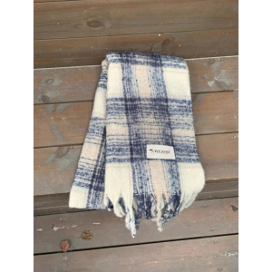 啄木鸟2025新款蓝咖格纹围巾女冬季韩版氛围感加厚保暖围脖披肩男