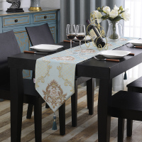 家柏饰(CORATED)欧式提花桌旗电视柜鞋柜茶几餐桌玄关旗长条桌旗布长条盖布可定做 黎曼菲-蓝色 桌旗32*180cm