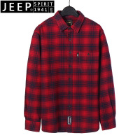 JEEP SPIRIT吉普男士长袖衬衫休闲大码格子衬衣青年休闲男上衣