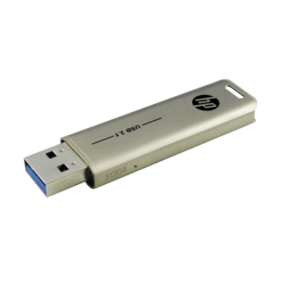 惠普（HP）USB3.1U盘X796W512GB香槟金可伸缩高速读写电脑车载两用金属外壳