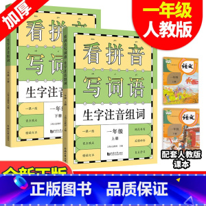 一年级上+下看拼音写词语 全两本 小学通用 [正版]小学一二三四五年级新编同步识字卡+同步默写训练+看拼音写词语生字注音