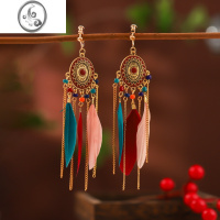 JiMi民族风耳夹女无耳洞异域风情耳饰大西北新疆云南旅游穿搭沙漠耳环
