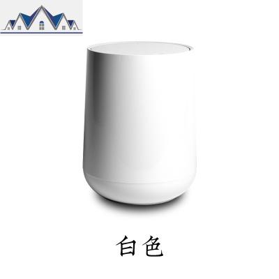 北欧垃圾桶家用客厅厨房卫生间浴室厕所办公室卧室按压式圆形双层 三维工匠