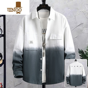 YANXU渐变色衬衫男夏季薄款日系工装长袖衬衣男士潮牌休闲寸衫外套