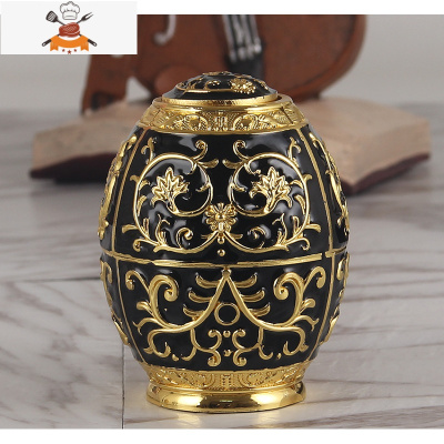 北欧ins牙签筒按压式创意客厅牙签盒自动弹出家用轻奢风可爱个性 敬平 蛋形-金黑