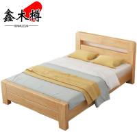 鑫木樽实木床1.5m+5cm床垫+床头柜*1组