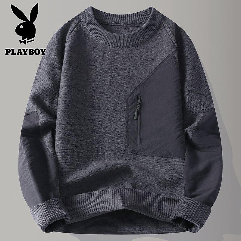 花花公子新款高品质[新款]2025年秋冬款圆领针织毛衣男