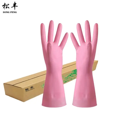 松丰(SONGFENG)加厚乳胶手套防水胶质手套家务牛筋手套清洁卫生橡胶手套30cm*13.5cm副
