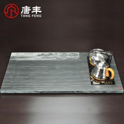 家柏饰(CORATED)整块山水乌金石茶盘茶海茶台家用排水全智能四合一电热炉z