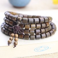 天然实木绿檀手串108颗佛珠桶珠8MM男女手链檀香木自然香见光变绿送女朋友老婆情人节七夕生日礼物