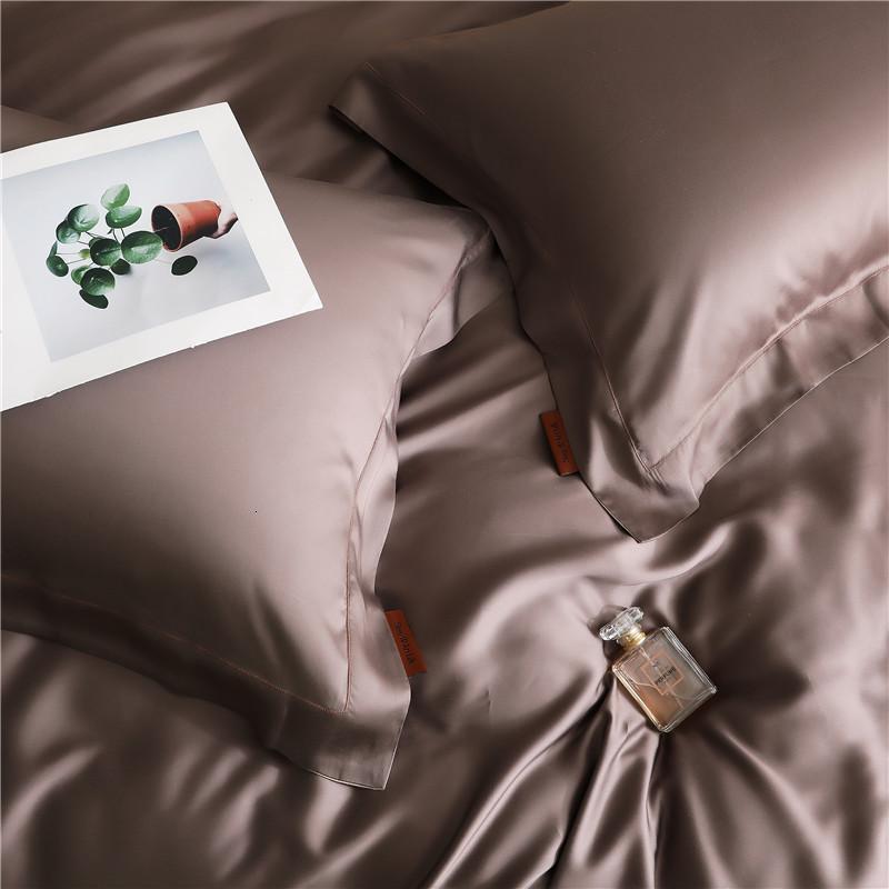 美帮汇北欧风轻奢80支色天丝四件套夏季冰丝被套真丝床单床上用品