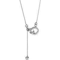 925双环项链女纯银流苏锁骨链女小众设计轻奢配饰简约冷风送女朋友老婆情人节七夕生日礼物