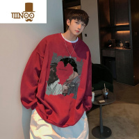 YANXU男士圆领卫衣新款韩版宽松百搭港风复古潮流美式加绒