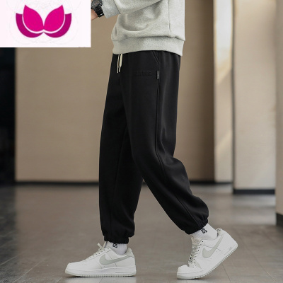 七斓青少年运动裤休闲束脚纯色初中高中学生潮牌帅气百搭长裤子