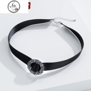 百搭脖子饰品颈带 黑色项链女短款锁骨链简约韩国颈链项圈choker JiMi 经典黑晶