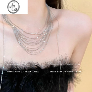 JiMi散落流苏~叠戴多层锁骨链女2023新款项链轻奢小众高级感颈链 流苏气质项链