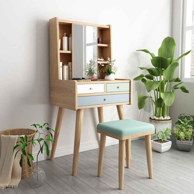 北欧梳妆台小户型桌卧室现代简约化妆台收纳柜一体60网红风