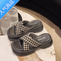 SUNTEK厚底凉拖鞋女夏季外穿2023新款欧货松糕底半拖踩屎感沙滩凉鞋