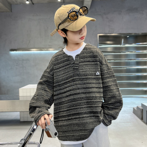 男童卫衣2026新款春装春季韩系洋气大儿童春秋款假两件长袖上衣潮