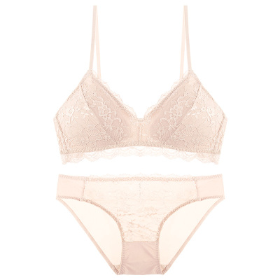 Ideamini祝福性感蕾丝内衣女无钢圈薄款小胸舒适法式三角杯文胸套装文胸套装