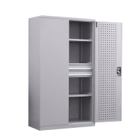 风雷动重型工具柜车间用加厚物件工具储物柜工厂铁皮柜汽修厂零件收纳柜白色四层二抽带挂板