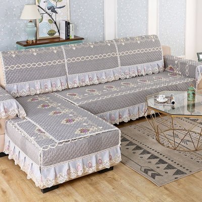 美帮汇沙发垫四季通用坐垫靠背垫北欧简约布艺沙发套罩防滑全包盖布 伊利亚灰 90*90