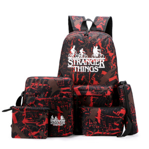 Ceba新款五件套书包 时尚韩国书包男学生书包女双肩包 大容量旅行背包