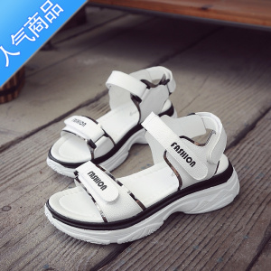 SUNTEK2023新款运动凉鞋女夏季韩版松糕厚底轻便学生百搭魔术贴沙滩鞋子