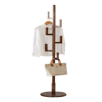 翌嘉YJ4122625 实木衣架落地卧室挂衣架内挂包架门口挂衣杆 4.0cm胡桃色圆盘