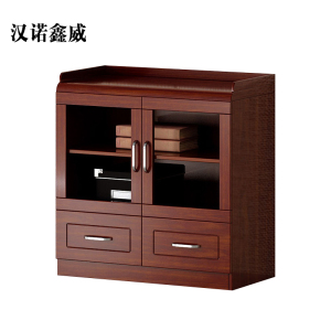 汉诺鑫威油漆书柜木质文件柜贴实木皮茶水柜落地柜档案柜资料柜办公家具3门茶水柜原木色[工厂现做 7天内发货]