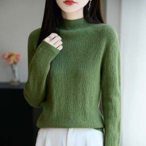 毛衣女洋气修身针织打底衫女秋冬新款感肌理内搭半高领打底针织衫