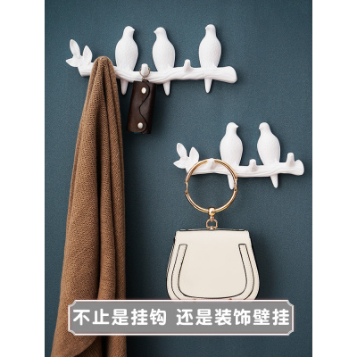 玄关小鸟创意衣服挂钩口墙上挂衣钩钥匙架卧室壁挂衣帽架免打孔