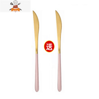 韩式ins不锈钢牛排刀叉西餐餐具套装刀叉勺 三件套家用长柄主餐勺 敬平 韩式1刀送1刀-粉金