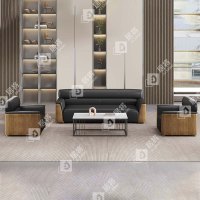 居将办公沙发会客接待沙发 西皮1+1+3茶几组合