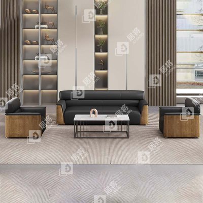 居将办公沙发会客接待沙发 西皮1+1+3茶几组合