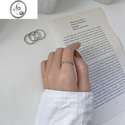 JiMi八月AUG不掉色百搭钛钢戒指女韩ins风潮简约光面圆圈指环个性手饰