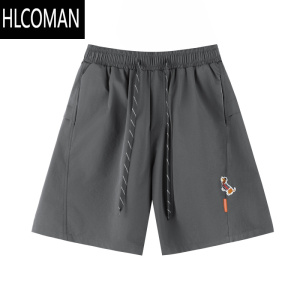 HLCOMAN潮牌纯色腊肠狗短裤男2025夏季五分裤情侣宽松直筒裤子女