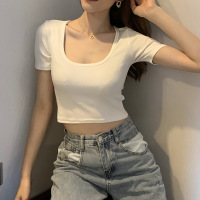 打底衫女夏季新款短袖T恤女装韩版修身显瘦露脐上衣女衣服