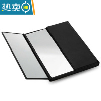 敬平三面折叠化妆镜桌面镜子台式镜带灯高清公主镜便携式随身镜便携式用镜 黑色无灯 默认