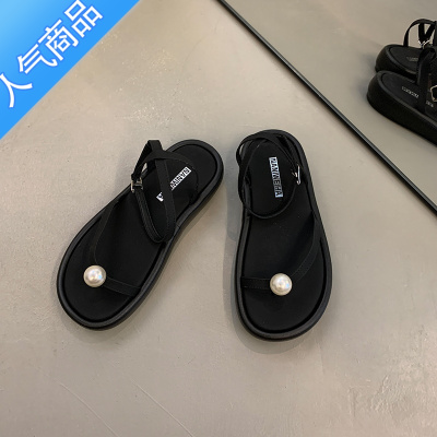 SUNTEK时尚百搭舒适凉鞋女款夏季2023年新款网红超火软底休闲罗马凉鞋潮