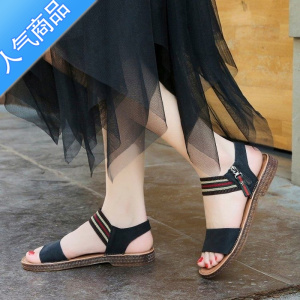 SUNTEK2023牛筋底真软皮女士凉鞋舒适夏季平底妈妈鞋休闲凉拖鞋软底