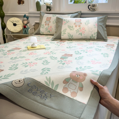 舒适夏季冰丝凉席床单席子可机洗学生宿舍单夏天草席家用床笠藤席_46