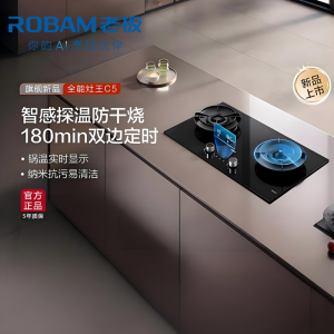 老板(Robam)灶具58B9A-C5 家用嵌入式双灶4.8kW猛火 双边定时防干烧可调节尺寸 液化气升级款C5