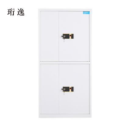 珩逸钢制密码文件柜保险柜铁皮资料柜通双节白色指纹锁420*900*1850