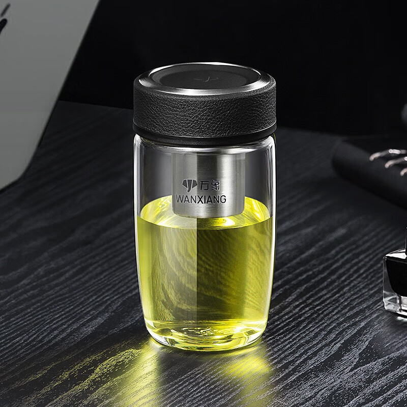 万象单层玻璃杯子女士加厚泡茶杯家用商务办公时尚曲线大肚水杯鹅蛋