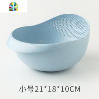 厨房洗米筛家用淘米盆塑料沥水篮大小多功能洗水果菜篮 FENGHOU [两个装][北欧蓝小号+大号]洗菜篮洗菜篮